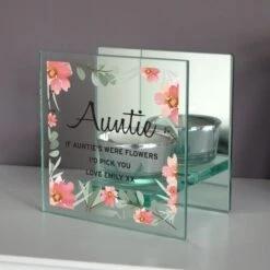 Personalised Floral Sentimental Mirrored Glass Tea Light Candle Holder -Xmas Decor Shop p1007d23 7