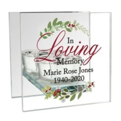 Personalised In Loving Memory Christmas Mirrored Glass Tea Light Candle Holder -Xmas Decor Shop p1007d43 1