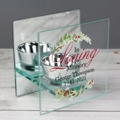 Personalised In Loving Memory Christmas Mirrored Glass Tea Light Candle Holder -Xmas Decor Shop p1007d43 2
