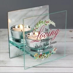 Personalised In Loving Memory Christmas Mirrored Glass Tea Light Candle Holder -Xmas Decor Shop p1007d43 3