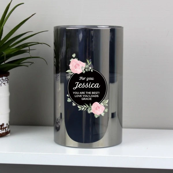 Personalised Floral Smoked Glass LED Candle 6 Personalised Floral Smoked Glass LED Candle - Image 6