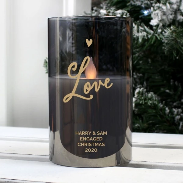 Personalised Love Smoked Glass LED Candle 1 Personalised Love Smoked Glass LED Candle
