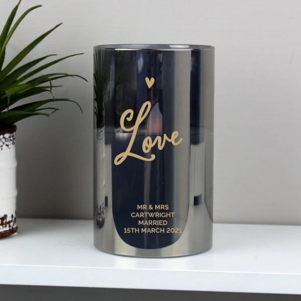 Personalised Love Smoked Glass LED Candle 3 Personalised Love Smoked Glass LED Candle - Image 3