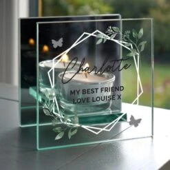Personalised Botanical Mirrored Glass Tea Light Candle Holder -Xmas Decor Shop p1007d85 2