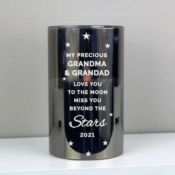 Personalised Miss You Beyond The Stars Smoked Glass LED Candle 2 Personalised Miss You Beyond The Stars Smoked Glass LED Candle - Image 2