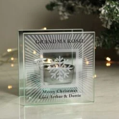 Personalised Snowflake Silver Glitter Tea Light Holder -Xmas Decor Shop p1007d97 3