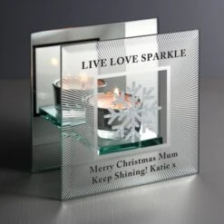 Personalised Snowflake Silver Glitter Tea Light Holder -Xmas Decor Shop p1007d97 6