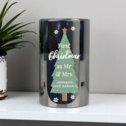 Personalised Christmas Tree Smoked Glass LED Candle -Xmas Decor Shop p1007d99 3