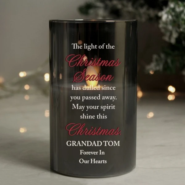 Personalised Christmas Season Memorial Smoked LED Candle 1 Personalised Christmas Season Memorial Smoked LED Candle