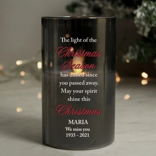 Personalised Christmas Season Memorial Smoked LED Candle 2 Personalised Christmas Season Memorial Smoked LED Candle - Image 2
