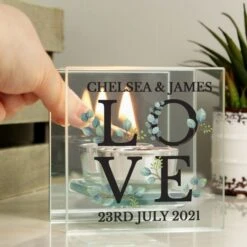 Personalised Botanical Mirrored Glass Tea Light Holder -Xmas Decor Shop p1007e09 1