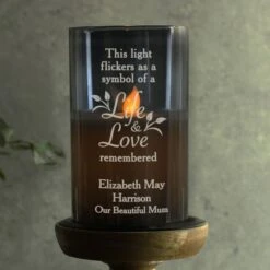 Personalised Life & Love Memorial Smoked LED Candle -Xmas Decor Shop p1007f50 1
