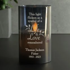 Personalised Life & Love Memorial Smoked LED Candle -Xmas Decor Shop p1007f50 3