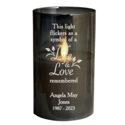 Personalised Life & Love Memorial Smoked LED Candle -Xmas Decor Shop p1007f50 4