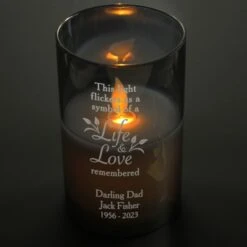 Personalised Life & Love Memorial Smoked LED Candle -Xmas Decor Shop p1007f50 6