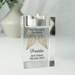 Personalised Angel Wings Memorial Glass Tealight Holder -Xmas Decor Shop p1007f53 3
