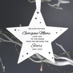 Personalised Miss You Beyond The Stars Wooden Star Decoration 6 Personalised Miss You Beyond The Stars Wooden Star Decoration -Xmas Decor Shop p1011e77 2