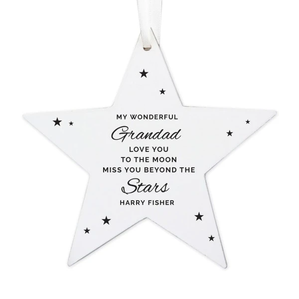 Personalised Miss You Beyond The Stars Wooden Star Decoration 4 Personalised Miss You Beyond The Stars Wooden Star Decoration - Image 4