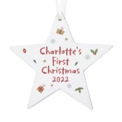 Personalised First Christmas Wooden Star Decoration 9 Personalised First Christmas Wooden Star Decoration -Xmas Decor Shop p1011e78 4