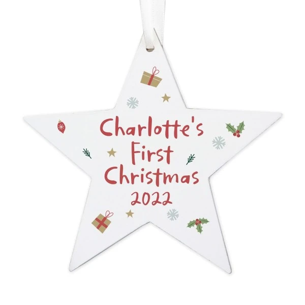 Personalised First Christmas Wooden Star Decoration 5 Personalised First Christmas Wooden Star Decoration - Image 5