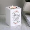 Personalised Abstract Rose White Wooden Tea Light Holder