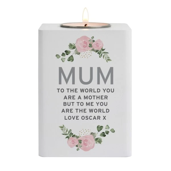 Personalised Abstract Rose White Wooden Tea Light Holder 5 Personalised Abstract Rose White Wooden Tea Light Holder - Image 5