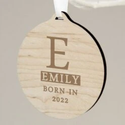 Personalised Initial Round Wooden Decoration -Xmas Decor Shop p1011f19 2