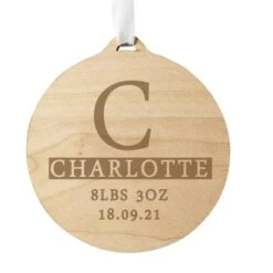 Personalised Initial Round Wooden Decoration -Xmas Decor Shop p1011f19 3
