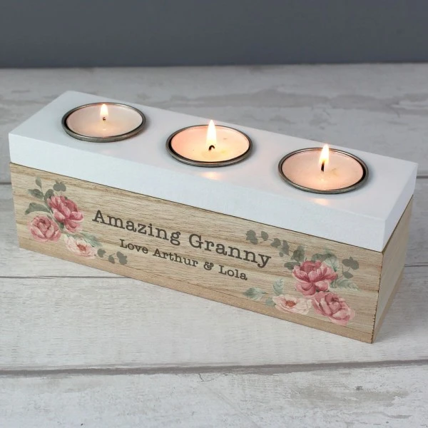 Personalised Floral Watercolour Triple Tealight Box 2 Personalised Floral Watercolour Triple Tealight Box - Image 2