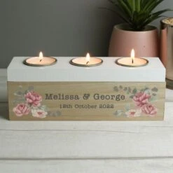 Personalised Floral Watercolour Triple Tealight Box 7 Personalised Floral Watercolour Triple Tealight Box -Xmas Decor Shop p1011f39 2