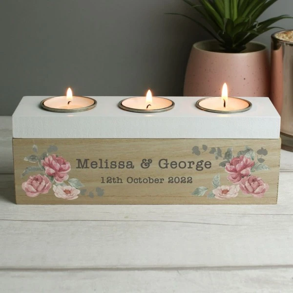 Personalised Floral Watercolour Triple Tealight Box 3 Personalised Floral Watercolour Triple Tealight Box - Image 3
