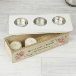 Personalised Floral Watercolour Triple Tealight Box 8 Personalised Floral Watercolour Triple Tealight Box -Xmas Decor Shop p1011f39 3
