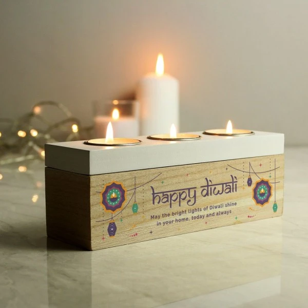 Personalised Diwali Triple Tealight Box 1 Personalised Diwali Triple Tealight Box
