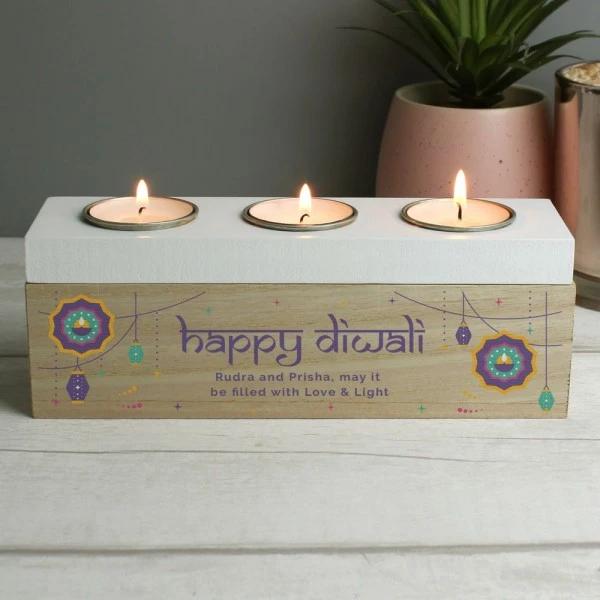 Personalised Diwali Triple Tealight Box 2 Personalised Diwali Triple Tealight Box - Image 2
