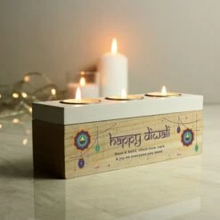 Personalised Diwali Triple Tealight Box 9 Personalised Diwali Triple Tealight Box -Xmas Decor Shop p1011g16 3