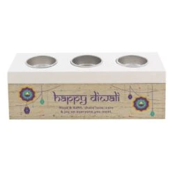 Personalised Diwali Triple Tealight Box 10 Personalised Diwali Triple Tealight Box -Xmas Decor Shop p1011g16 4