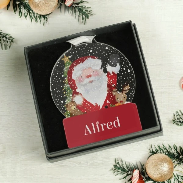 Personalised Santa Acrylic Snowglobe Decoration 2 Personalised Santa Acrylic Snowglobe Decoration - Image 2