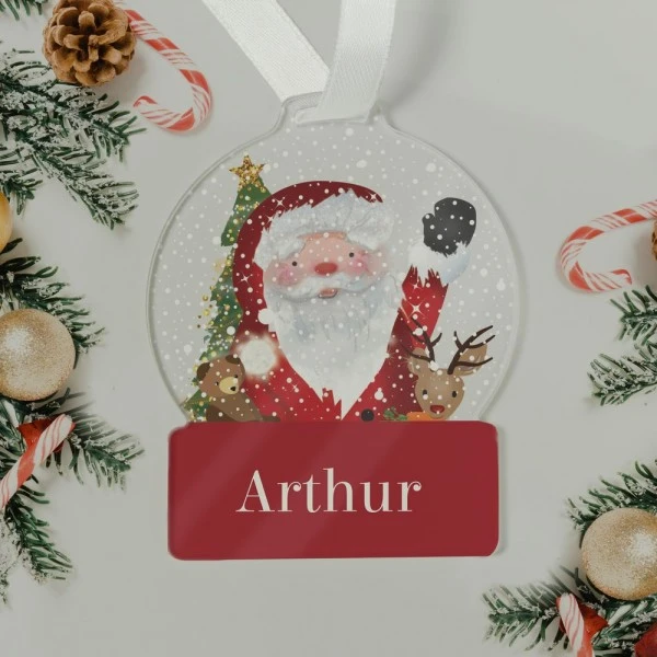 Personalised Santa Acrylic Snowglobe Decoration 3 Personalised Santa Acrylic Snowglobe Decoration - Image 3