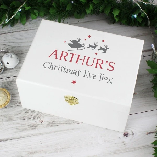 Personalised Christmas Eve White Wooden Box 1 Personalised Christmas Eve White Wooden Box